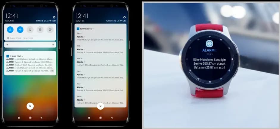 ESYS alarm bildirimleri telefonda ve akıllı saatte